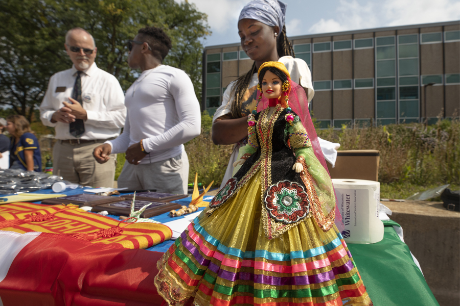 A colorful display on the International Student Association's table during the Involvement Fair.