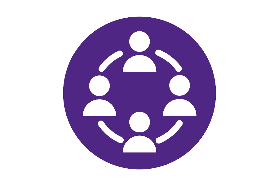 Icon of a people in the shape of a circle.